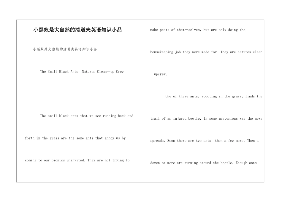 小黑蚁是大自然的清道夫英语知识小品_第1页