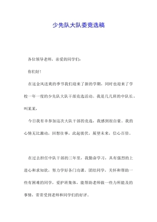 少先队大队委竞选稿