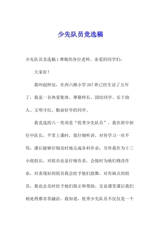少先队员竞选稿