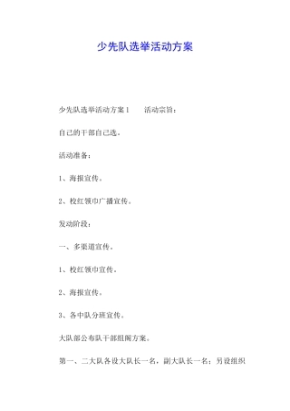 少先队选举活动方案