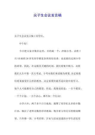 尖子生会议发言稿