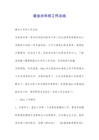 就业办年终工作总结-