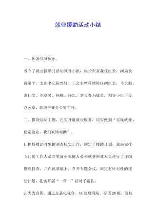 就业援助活动小结
