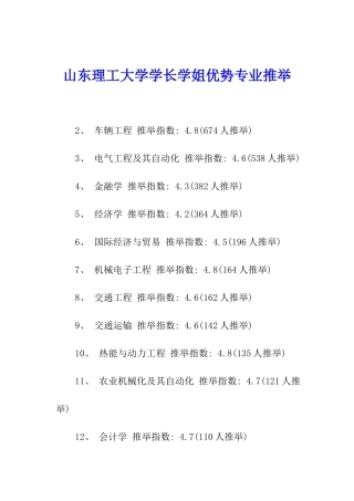 山东理工大学学长学姐优势专业推荐