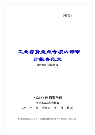 工业存货盘点专项内部审计报告范文