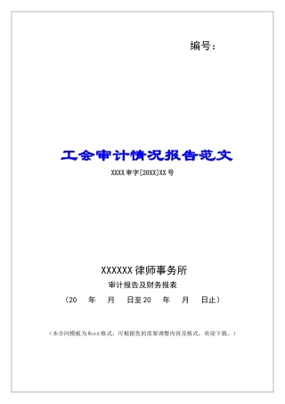 工会审计情况报告范文