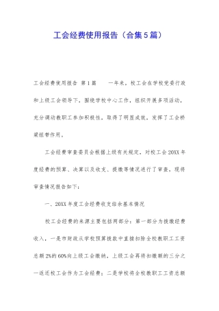 工会经费使用报告