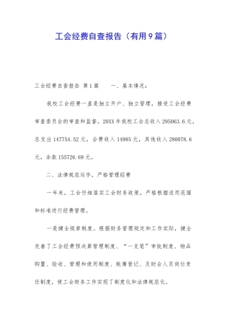 工会经费自查报告