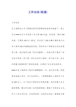 工作总结(联通)-