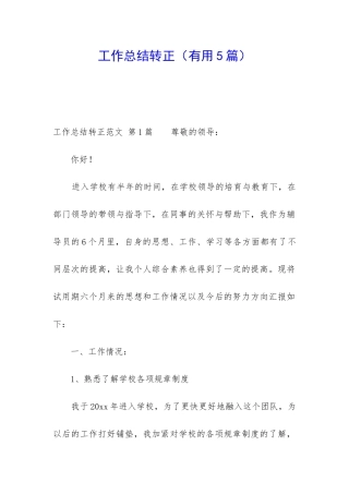 工作总结转正