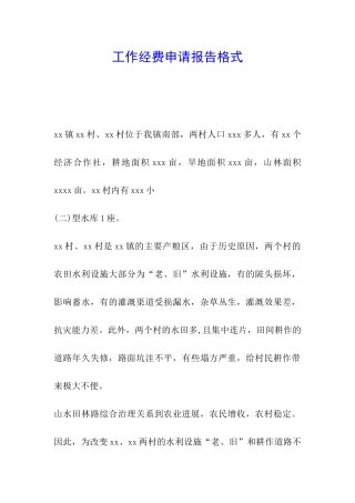 工作经费申请报告格式