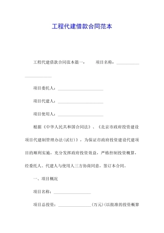 工程代建借款合同范本
