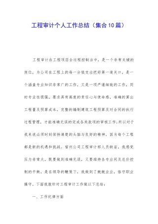 工程审计个人工作总结