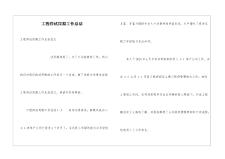 工程师试用期工作总结