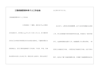 工程档案管理年终个人工作总结