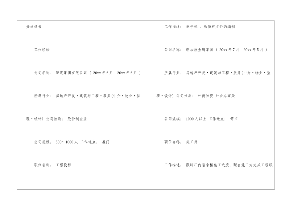 工程类应聘电子简历模板_第3页