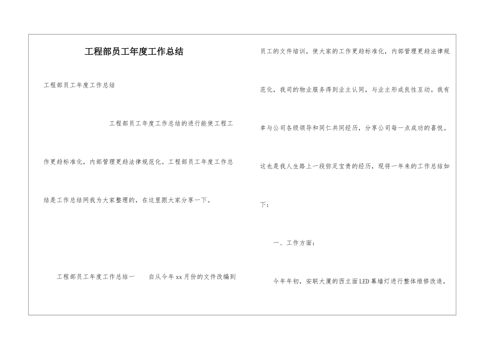 工程部员工年度工作总结_第1页
