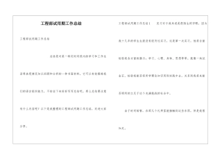 工程部试用期工作总结