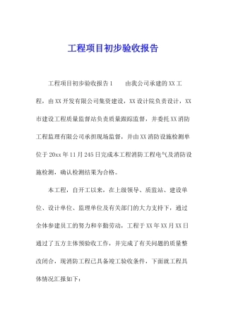 工程项目初步验收报告