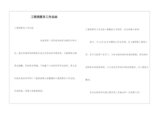 工程预算员工作总结