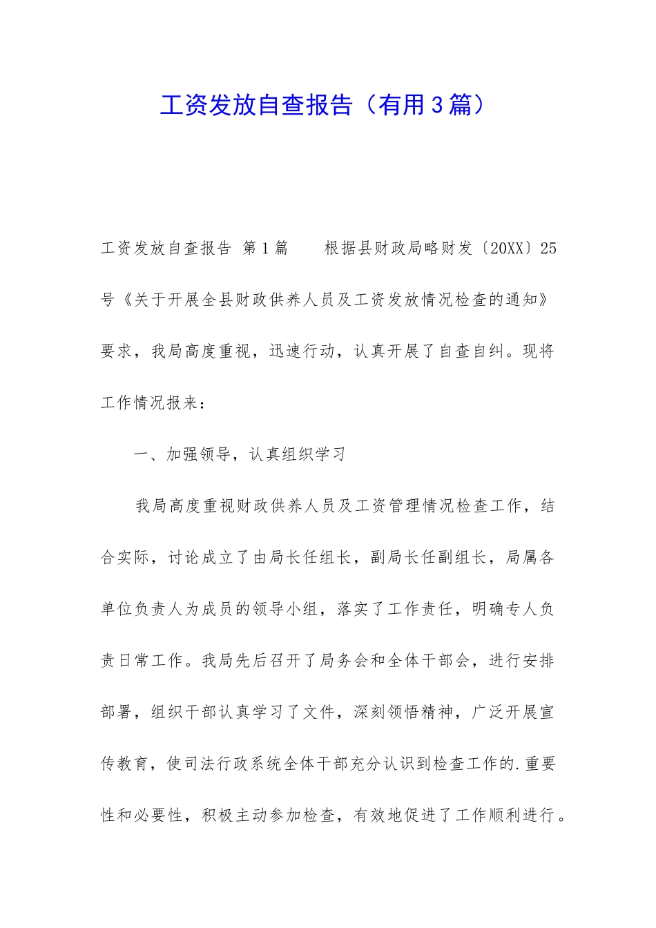 工资发放自查报告_第1页