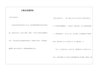 工转正自我评价