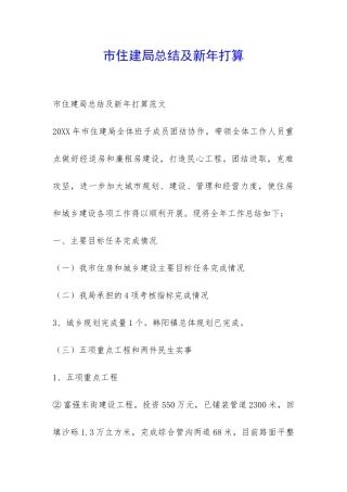 市住建局总结及新年打算-