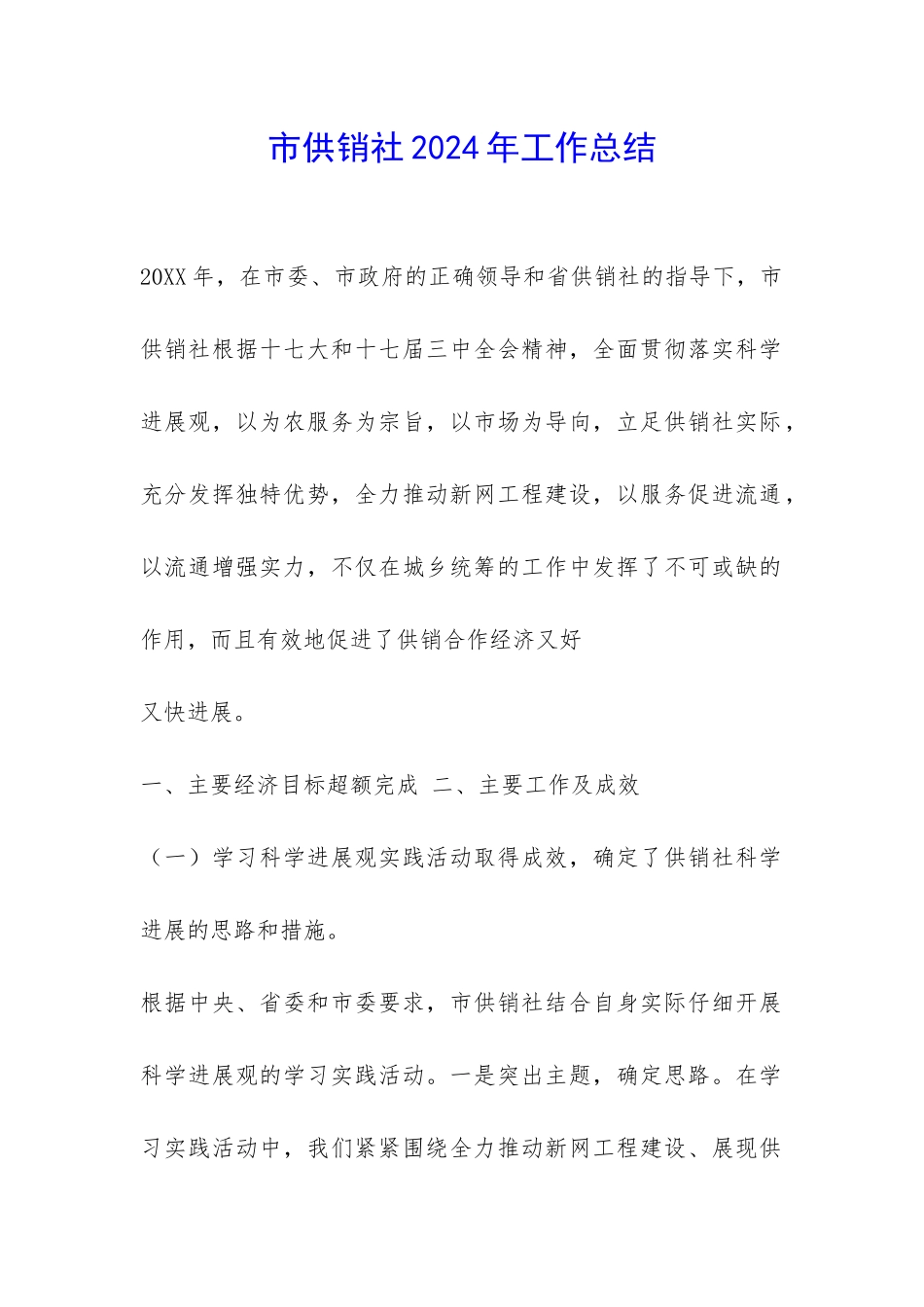 市供销社2024年工作总结-_第1页