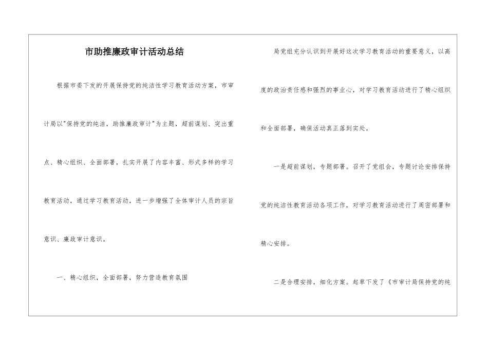 市助推廉政审计活动总结_第1页