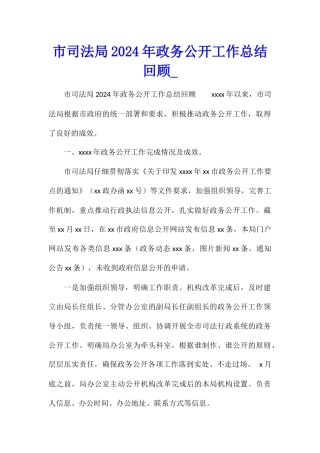 市司法局2024年政务公开工作总结回顾