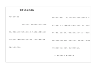 市场专员实习报告