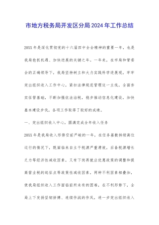 市地方税务局开发区分局2024年工作总结-