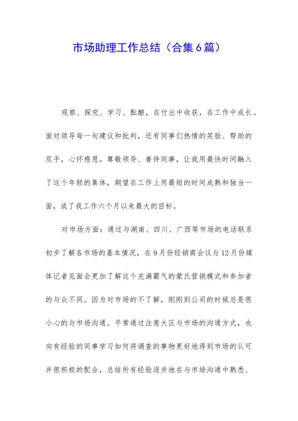 市场助理工作总结_第1页