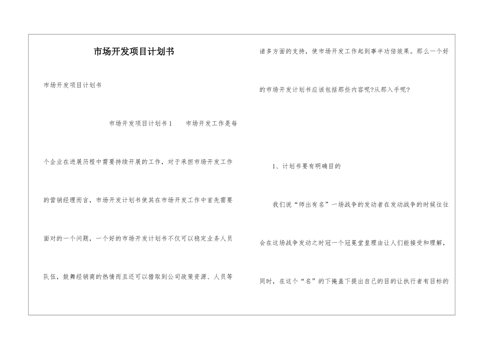 市场开发项目计划书_第1页
