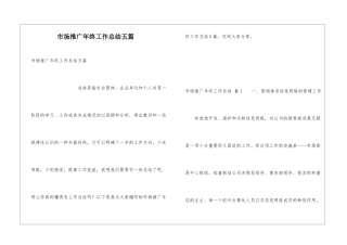 市场推广年终工作总结五篇