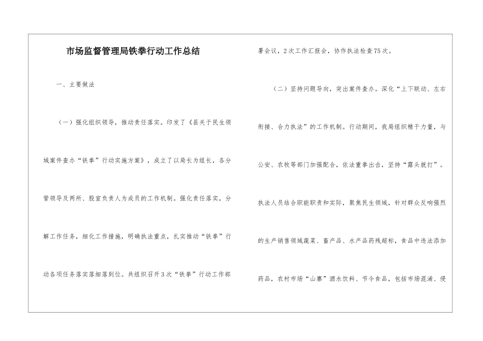市场监督管理局铁拳行动工作总结_第1页