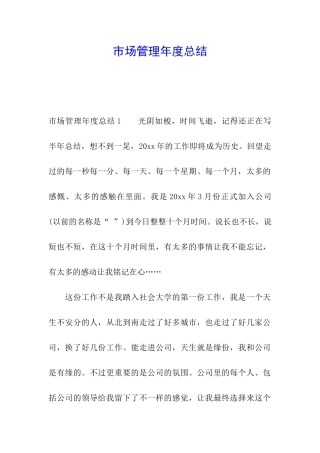 市场管理年度总结