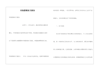 市场营销实习报告
