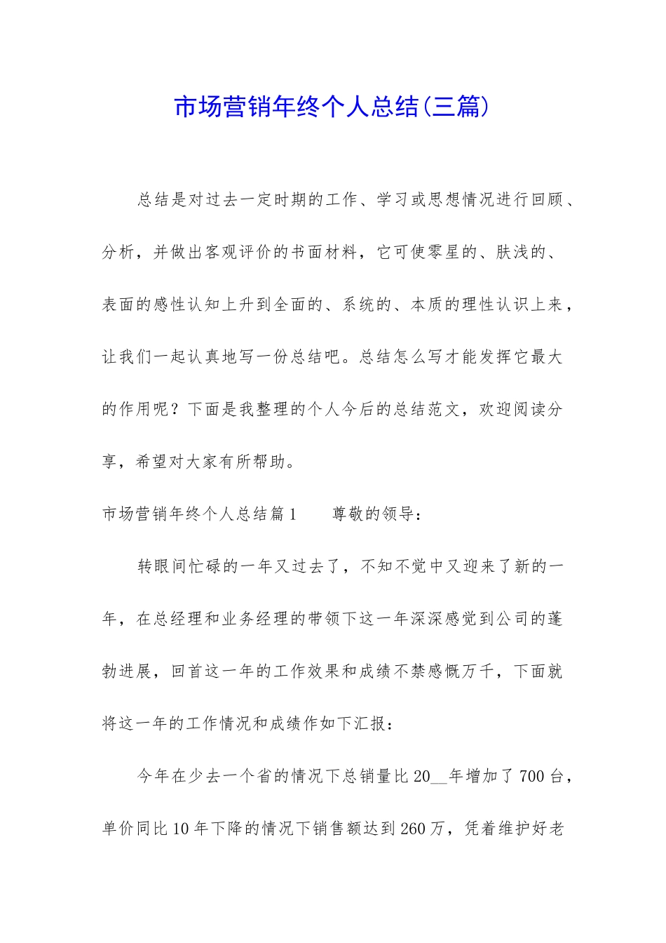 市场营销年终个人总结_第1页