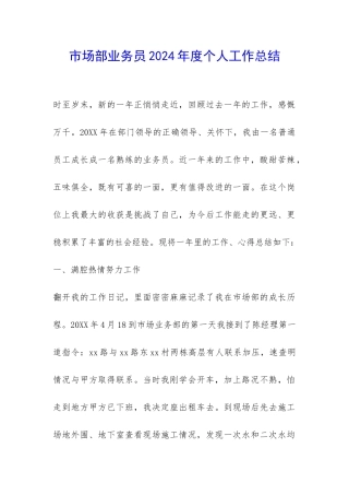 市场部业务员2024年度个人工作总结-
