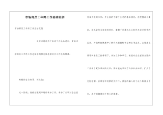 市场部员工年终工作总结范例