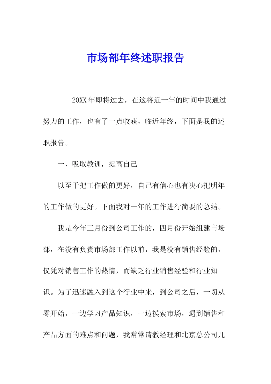 市场部年终述职报告_第1页