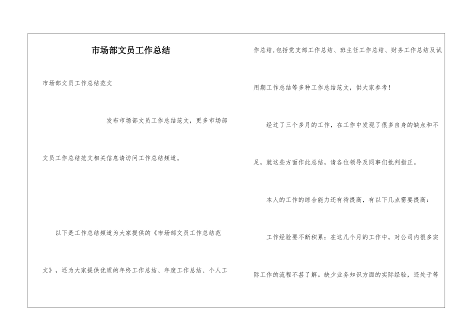市场部文员工作总结_第1页