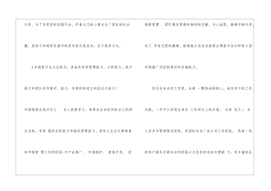 市场销售自我评价_第3页
