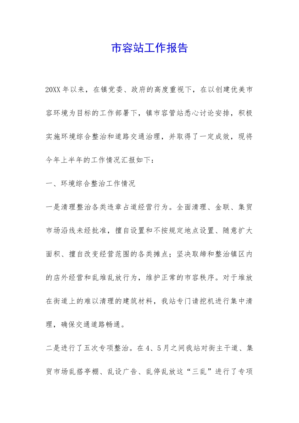 市容站工作报告-_第1页