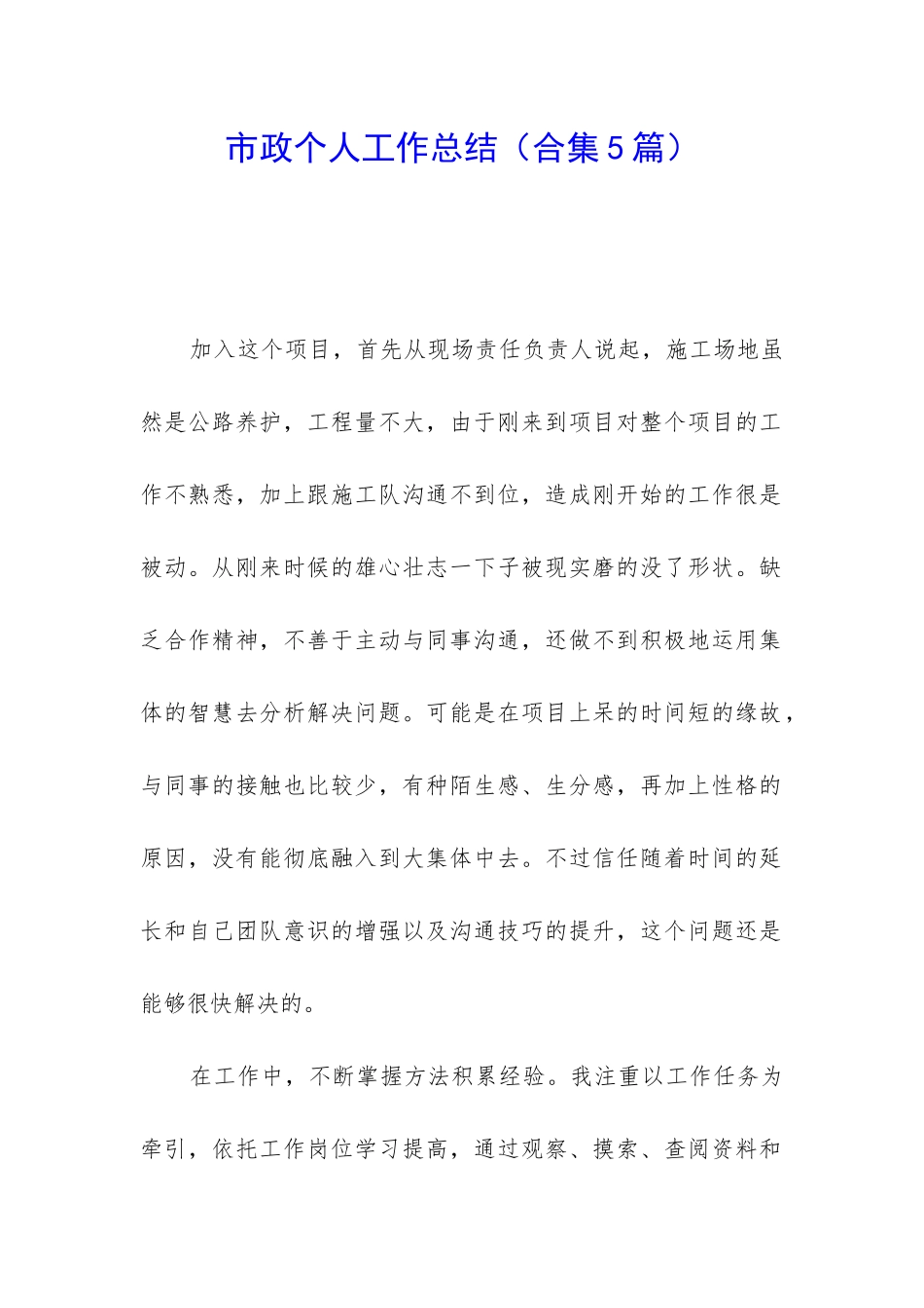 市政个人工作总结_第1页