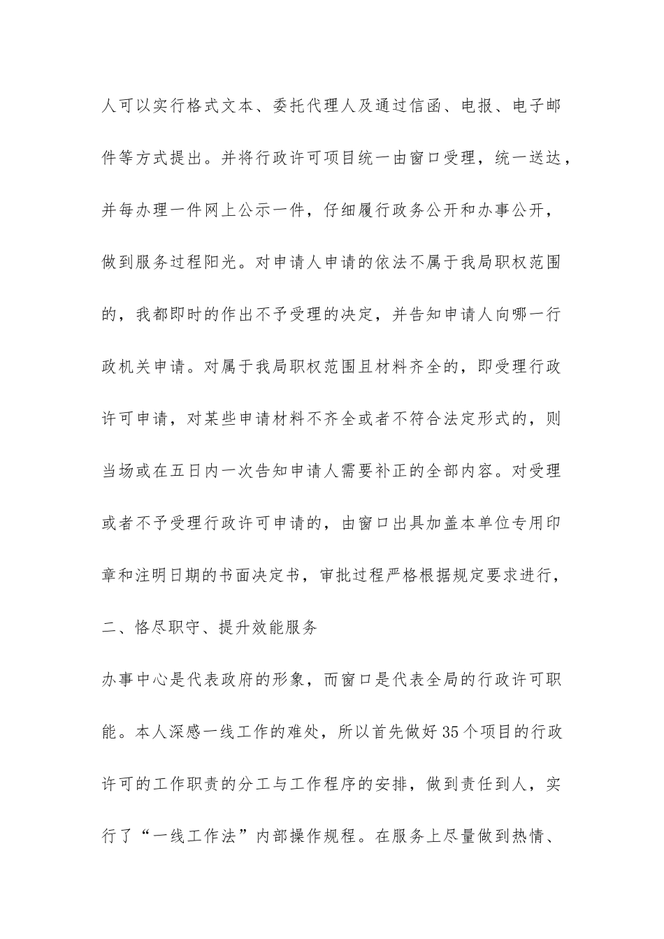 市政务中心水利窗口2024年个人工作总结-_第2页