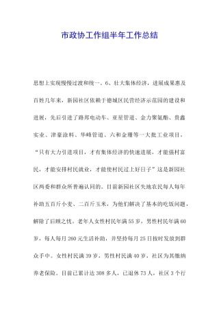 市政协工作组半年工作总结-