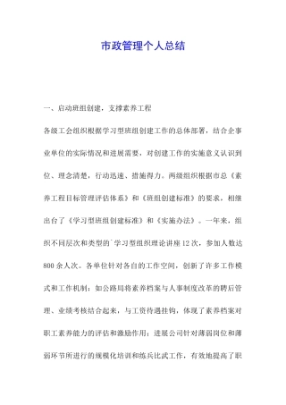 市政管理个人总结