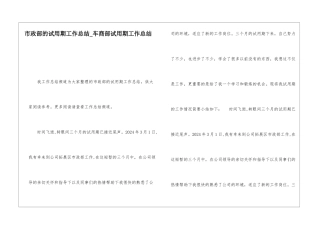 市政部的试用期工作总结车商部试用期工作总结